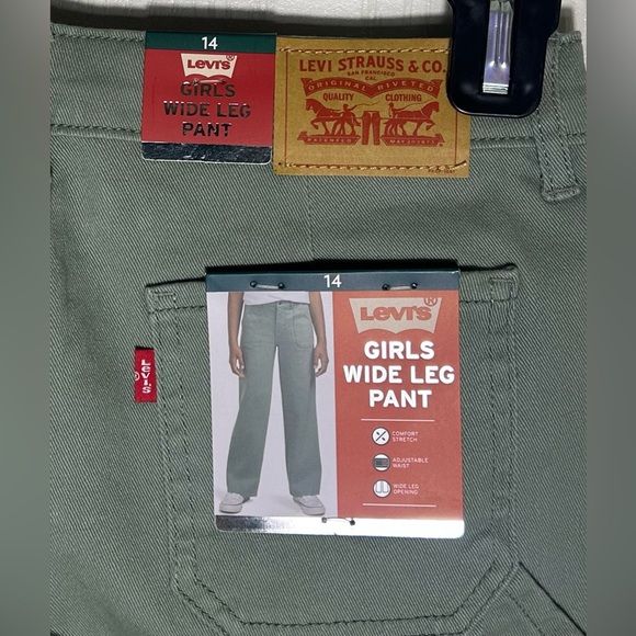 Levi's - Girl's Wide Leg Denim Jeans - Green, Size 14 - Picture 4 of 5